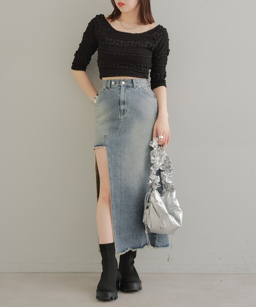 Chico（チコ）の「カットレース5分袖チビT（Tシャツ/カットソー・レディース・ホワイト/ライム/ブルー/ブラック・FREE）」の9枚目の写真