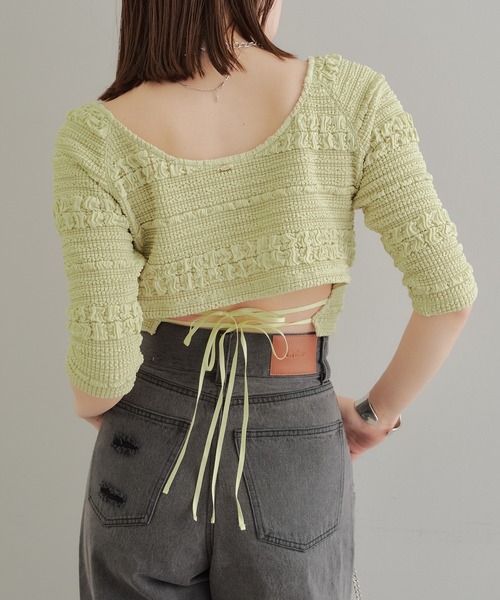 Chico（チコ）の「カットレース5分袖チビT（Tシャツ/カットソー・レディース・ホワイト/ライム/ブルー/ブラック・FREE）」の11枚目の写真