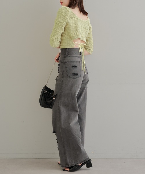 Chico（チコ）の「カットレース5分袖チビT（Tシャツ/カットソー・レディース・ホワイト/ライム/ブルー/ブラック・FREE）」の13枚目の写真