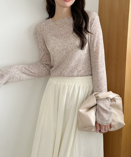 Ada.(エイダ)の「【紫外線・日焼け対策にも!】メランジ シアー ロングスリーブ カットソー(Tシャツ/カットソー・レディース・ブラック/グレー/ホワイト/グリーン/ブラウン/ライトブルー・M/L)」の17枚目の写真