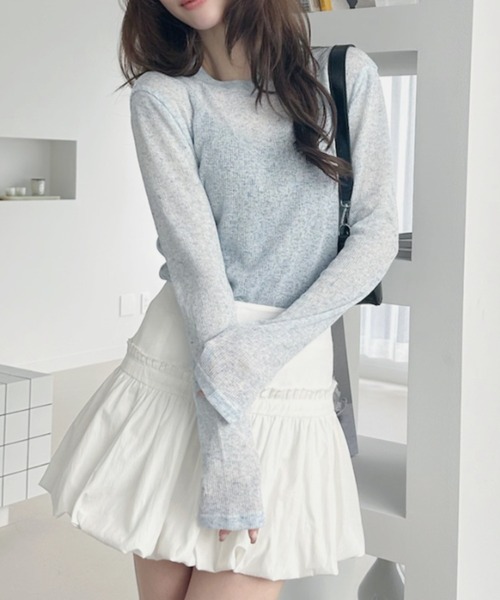 Ada.(エイダ)の「【紫外線・日焼け対策にも!】メランジ シアー ロングスリーブ カットソー(Tシャツ/カットソー・レディース・ブラック/グレー/ホワイト/グリーン/ブラウン/ライトブルー・M/L)」の22枚目の写真