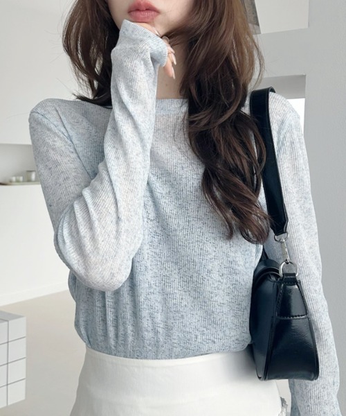 Ada.(エイダ)の「【紫外線・日焼け対策にも!】メランジ シアー ロングスリーブ カットソー(Tシャツ/カットソー・レディース・ブラック/グレー/ホワイト/グリーン/ブラウン/ライトブルー・M/L)」の21枚目の写真