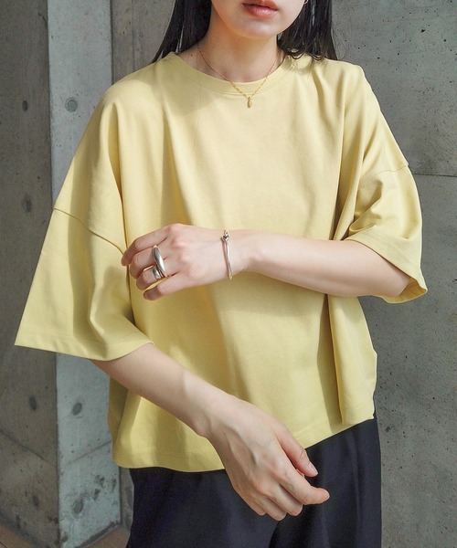 y/m by RIKA(イムバイリカ)の「【選べる丈感】オーバーTシャツ(Tシャツ/カットソー・レディース・アイボリー/ブラック/ライトイエロー・MEDIUM/SMALL)」の18枚目の写真