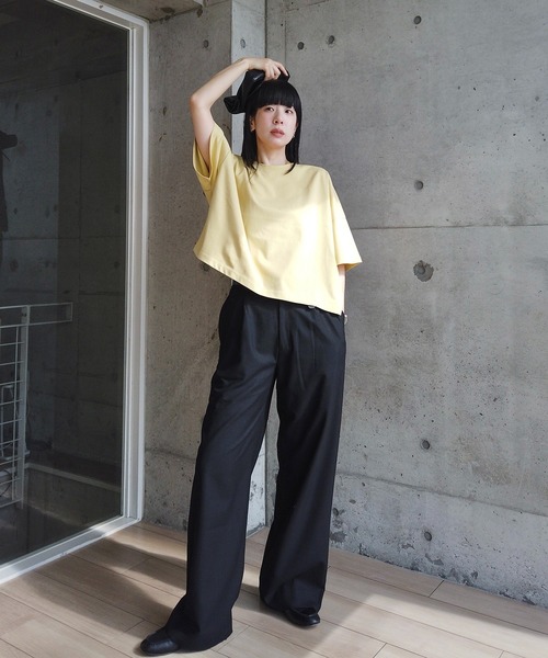 y/m by RIKA(イムバイリカ)の「【選べる丈感】オーバーTシャツ(Tシャツ/カットソー・レディース・アイボリー/ブラック/ライトイエロー・MEDIUM/SMALL)」の13枚目の写真