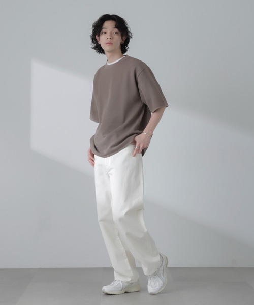 NANO universe(ナノユニバース)の「ポリメッシュリラックスクルーネックニットTシャツ(Tシャツ/カットソー・メンズ・ブラック/グリーン/グレー系その他4/オレンジ・M/L)」の8枚目の写真