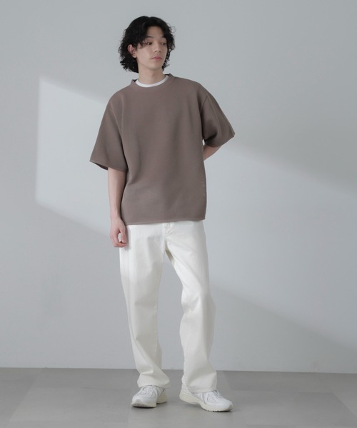 NANO universe(ナノユニバース)の「ポリメッシュリラックスクルーネックニットTシャツ(Tシャツ/カットソー・メンズ・ブラック/グリーン/グレー系その他4/オレンジ・M/L)」の9枚目の写真