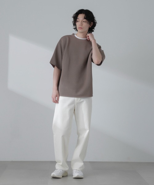 NANO universe(ナノユニバース)の「ポリメッシュリラックスクルーネックニットTシャツ(Tシャツ/カットソー・メンズ・ブラック/グリーン/グレー系その他4/オレンジ・M/L)」の10枚目の写真