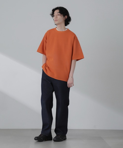 NANO universe(ナノユニバース)の「ポリメッシュリラックスクルーネックニットTシャツ(Tシャツ/カットソー・メンズ・ブラック/グリーン/グレー系その他4/オレンジ・M/L)」の20枚目の写真