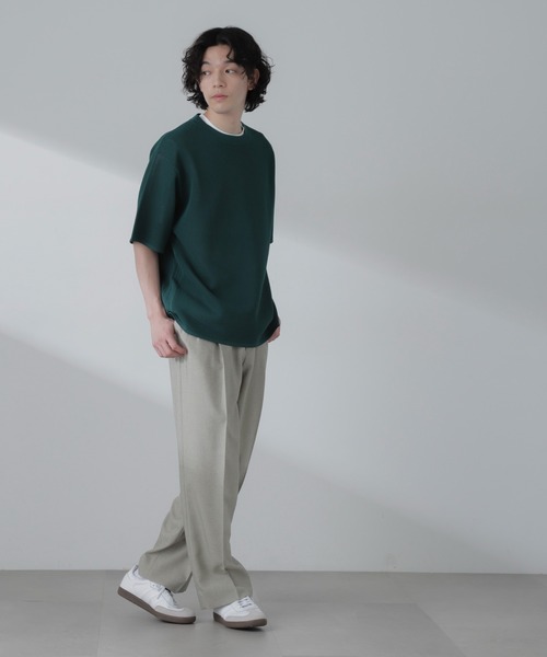 NANO universe(ナノユニバース)の「ポリメッシュリラックスクルーネックニットTシャツ(Tシャツ/カットソー・メンズ・ブラック/グリーン/グレー系その他4/オレンジ・M/L)」の14枚目の写真