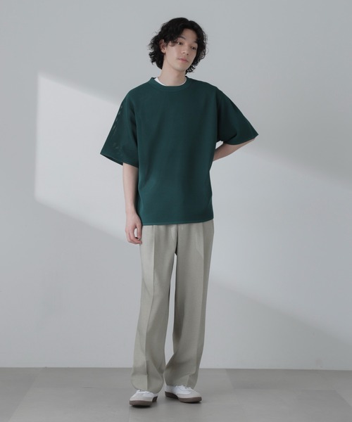 NANO universe(ナノユニバース)の「ポリメッシュリラックスクルーネックニットTシャツ(Tシャツ/カットソー・メンズ・ブラック/グリーン/グレー系その他4/オレンジ・M/L)」の15枚目の写真