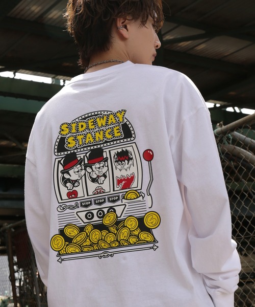 SIDEWAY STANCE(サイドウェイスタンス)の「【SIDEWAY STANCE】オリジナル グラフィック プリント ロンT(Tシャツ/カットソー・メンズ・ブラック/ホワイト系/パープル系3/ホワイト系2/グレー系2/グレー/パープル系/ホワイト系3/ブラック系2/カーキ系2/ブラック系/ブルー系/ホワイト/ブラック系3/ブルー系3/カーキ系3/パープル系4/パープル系1/ブルー系4/カーキ系4/グレー系4/ブラック系4/ブラック系1/ホワイト系4/ホワイト系1/ブラック系5/ブラック系6/イエロー系6/ホワイト系5/カーキ系5/ホワイト系6/ホワイト系7/ブラック系7・SMALL/MEDIUM/LARGE/X-LARGE)」の3枚目の写真