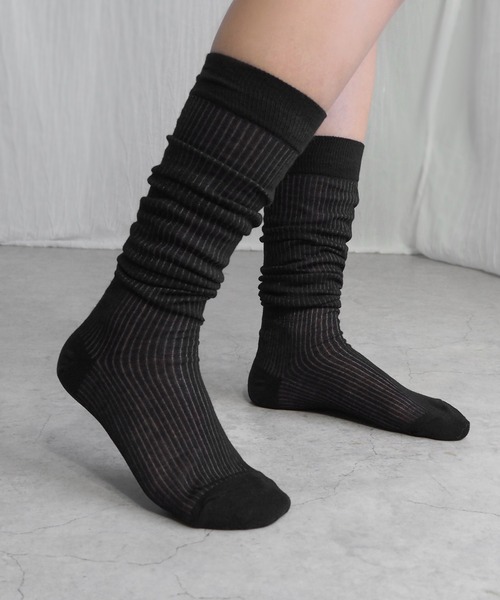 minia（ミニア）の「シアーハイソックス（ソックス/靴下・レディース・ホワイト/ブラック・FREE）」の8枚目の写真