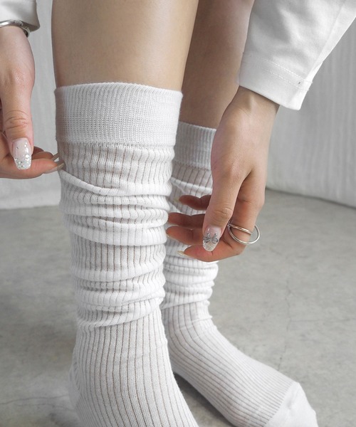 minia（ミニア）の「シアーハイソックス（ソックス/靴下・レディース・ホワイト/ブラック・FREE）」の9枚目の写真