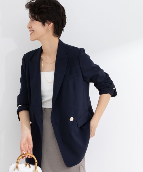 NOLLEY’S Sophi(ノーリーズソフィ)の「《セットアップ対応》ウォッシャブルライトシャンブレーダブルジャケット(テーラードジャケット・レディース・ネイビー/ベージュ/ライトグレー・38/36/34)」の18枚目の写真