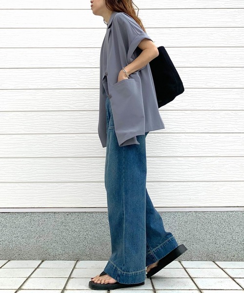 Q（キュー）の「ダブルジレジャケット（テーラードジャケット・レディース・ライトグレー/ベージュ・MEDIUM）」の11枚目の写真