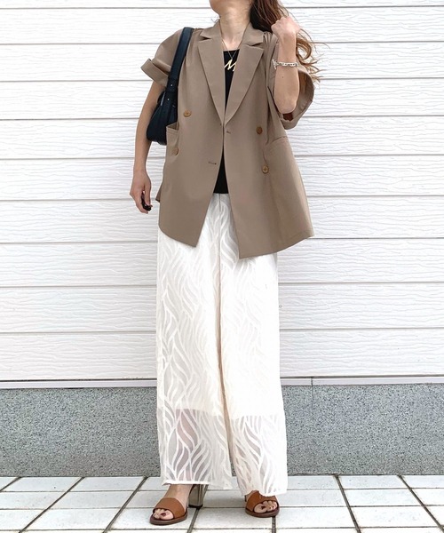 Q（キュー）の「ダブルジレジャケット（テーラードジャケット・レディース・ライトグレー/ベージュ・MEDIUM）」の13枚目の写真