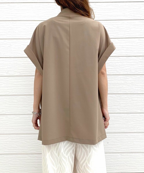 Q（キュー）の「ダブルジレジャケット（テーラードジャケット・レディース・ライトグレー/ベージュ・MEDIUM）」の5枚目の写真