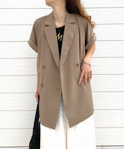 Q（キュー）の「ダブルジレジャケット（テーラードジャケット・レディース・ライトグレー/ベージュ・MEDIUM）」の16枚目の写真