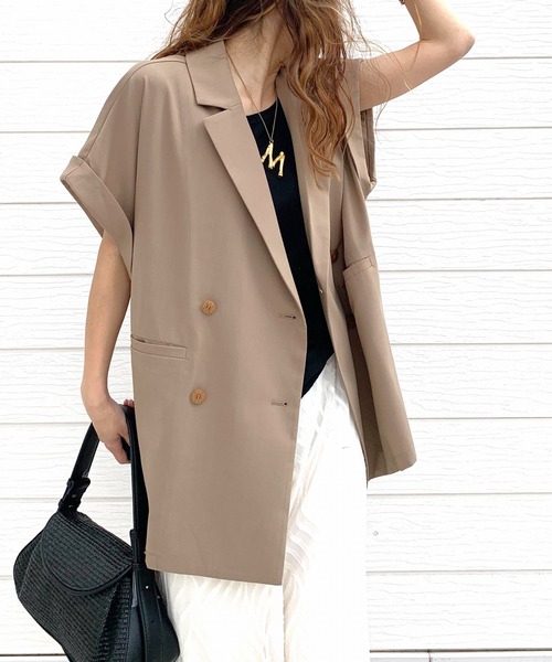 Q（キュー）の「ダブルジレジャケット（テーラードジャケット・レディース・ライトグレー/ベージュ・MEDIUM）」の18枚目の写真