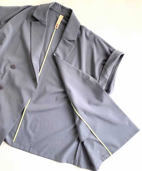 Q（キュー）の「ダブルジレジャケット（テーラードジャケット・レディース・ライトグレー/ベージュ・MEDIUM）」の22枚目の写真