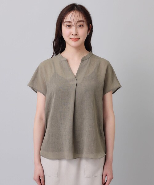 【セール】【シアー／麻調合繊】スラブスキッパーネックブラウス（シャツ/ブラウス）｜UNTITLED（アンタイトル）