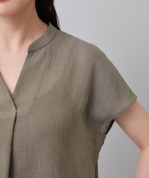 【セール】【シアー／麻調合繊】スラブスキッパーネックブラウス（シャツ/ブラウス）｜UNTITLED（アンタイトル）