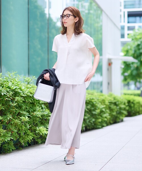 【セール】【シアー／麻調合繊】スラブスキッパーネックブラウス（シャツ/ブラウス）｜UNTITLED（アンタイトル）