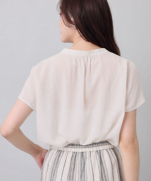 【セール】【シアー／麻調合繊】スラブスキッパーネックブラウス（シャツ/ブラウス）｜UNTITLED（アンタイトル）