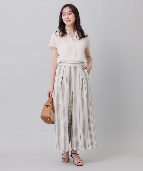 【セール】【シアー／麻調合繊】スラブスキッパーネックブラウス（シャツ/ブラウス）｜UNTITLED（アンタイトル）