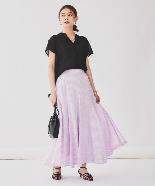 【セール】【シアー／麻調合繊】スラブスキッパーネックブラウス（シャツ/ブラウス）｜UNTITLED（アンタイトル）