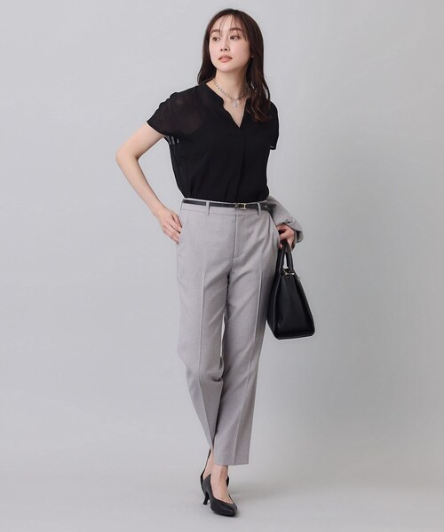 【セール】【シアー／麻調合繊】スラブスキッパーネックブラウス（シャツ/ブラウス）｜UNTITLED（アンタイトル）