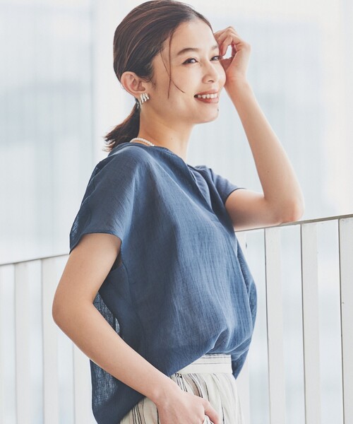 【セール】【シアー／麻調合繊】スラブスキッパーネックブラウス（シャツ/ブラウス）｜UNTITLED（アンタイトル）