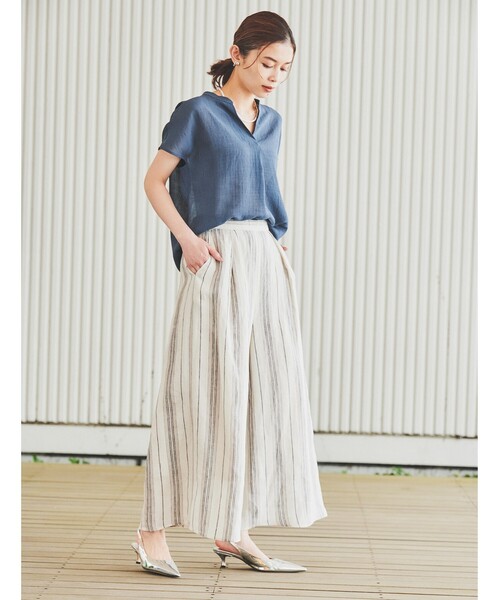 【セール】【シアー／麻調合繊】スラブスキッパーネックブラウス（シャツ/ブラウス）｜UNTITLED（アンタイトル）