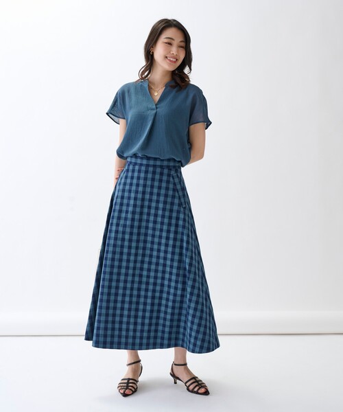 【セール】【シアー／麻調合繊】スラブスキッパーネックブラウス（シャツ/ブラウス）｜UNTITLED（アンタイトル）