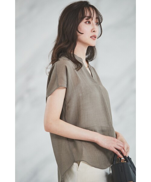 【セール】【シアー／麻調合繊】スラブスキッパーネックブラウス（シャツ/ブラウス）｜UNTITLED（アンタイトル）