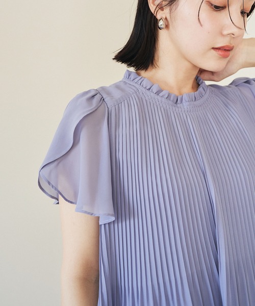 VIS（ビス）の「【洗える】チューリップスリーブプリーツブラウス（シャツ/ブラウス・レディース・オフホワイト/ブルー系その他6/ブルー系その他・FREE）」の3枚目の写真