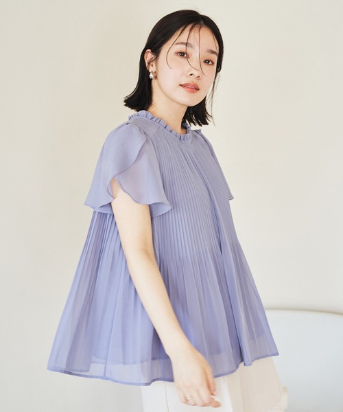 VIS（ビス）の「【洗える】チューリップスリーブプリーツブラウス（シャツ/ブラウス・レディース・オフホワイト/ブルー系その他6/ブルー系その他・FREE）」の6枚目の写真