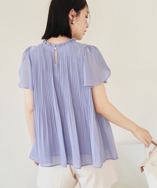 VIS（ビス）の「【洗える】チューリップスリーブプリーツブラウス（シャツ/ブラウス・レディース・オフホワイト/ブルー系その他6/ブルー系その他・FREE）」の7枚目の写真