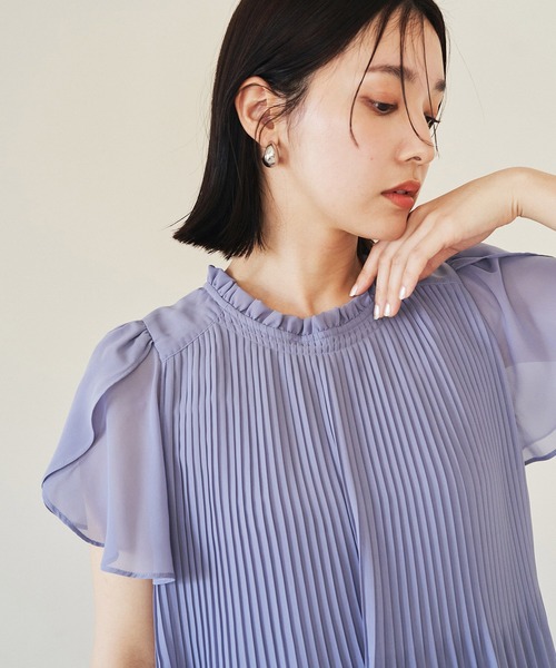 VIS（ビス）の「【洗える】チューリップスリーブプリーツブラウス（シャツ/ブラウス・レディース・オフホワイト/ブルー系その他6/ブルー系その他・FREE）」の8枚目の写真
