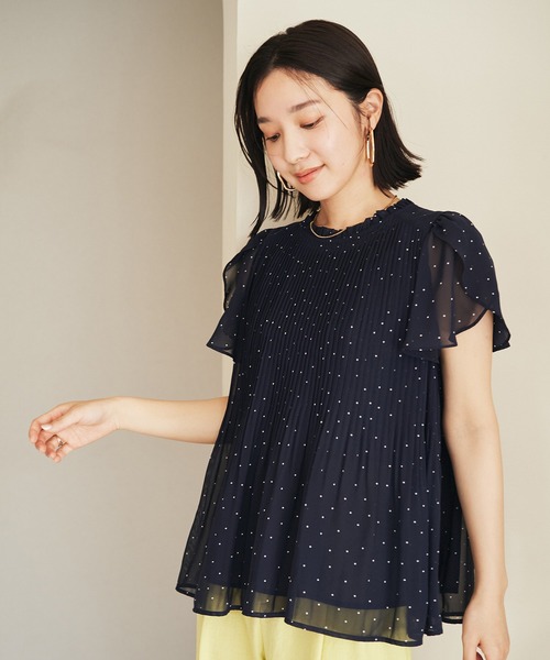 VIS（ビス）の「【洗える】チューリップスリーブプリーツブラウス（シャツ/ブラウス・レディース・オフホワイト/ブルー系その他6/ブルー系その他・FREE）」の10枚目の写真