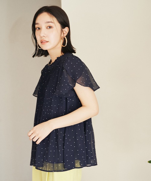 VIS（ビス）の「【洗える】チューリップスリーブプリーツブラウス（シャツ/ブラウス・レディース・オフホワイト/ブルー系その他6/ブルー系その他・FREE）」の11枚目の写真