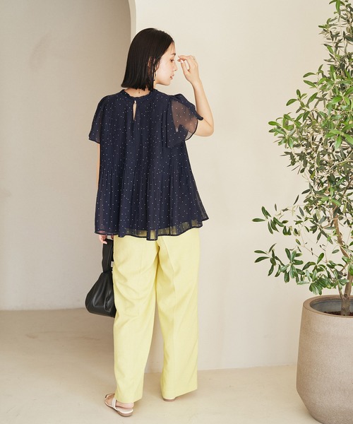 VIS（ビス）の「【洗える】チューリップスリーブプリーツブラウス（シャツ/ブラウス・レディース・オフホワイト/ブルー系その他6/ブルー系その他・FREE）」の14枚目の写真