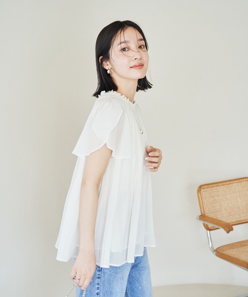 VIS（ビス）の「【洗える】チューリップスリーブプリーツブラウス（シャツ/ブラウス・レディース・オフホワイト/ブルー系その他6/ブルー系その他・FREE）」の16枚目の写真