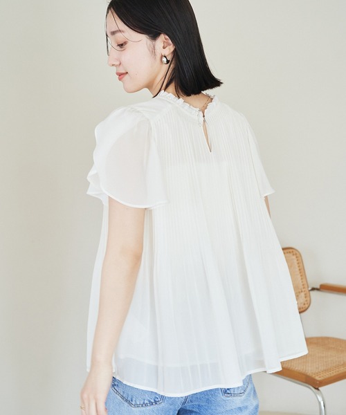 VIS（ビス）の「【洗える】チューリップスリーブプリーツブラウス（シャツ/ブラウス・レディース・オフホワイト/ブルー系その他6/ブルー系その他・FREE）」の17枚目の写真