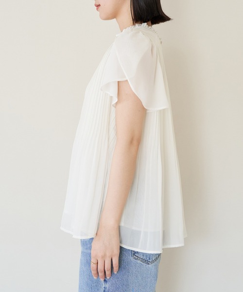 VIS（ビス）の「【洗える】チューリップスリーブプリーツブラウス（シャツ/ブラウス・レディース・オフホワイト/ブルー系その他6/ブルー系その他・FREE）」の21枚目の写真