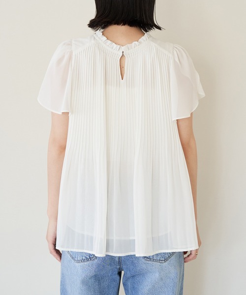 VIS（ビス）の「【洗える】チューリップスリーブプリーツブラウス（シャツ/ブラウス・レディース・オフホワイト/ブルー系その他6/ブルー系その他・FREE）」の22枚目の写真