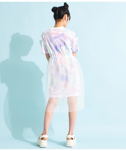 ANAP GiRL(アナップガール)の「チュール重ねタイダイ柄ワンピース(ワンピース・キッズ・ラベンダー/グレー・M/S/XS)」の5枚目の写真