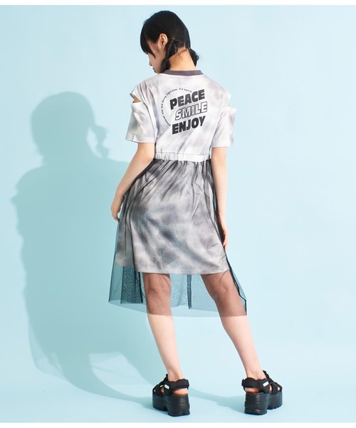 ANAP GiRL(アナップガール)の「チュール重ねタイダイ柄ワンピース(ワンピース・キッズ・ラベンダー/グレー・M/S/XS)」の11枚目の写真