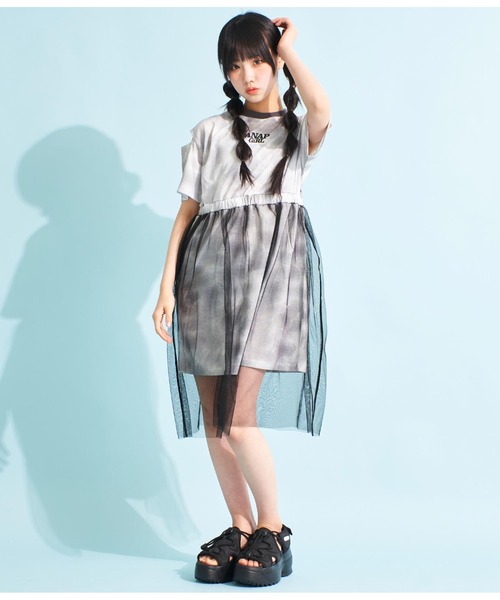 ANAP GiRL(アナップガール)の「チュール重ねタイダイ柄ワンピース(ワンピース・キッズ・ラベンダー/グレー・M/S/XS)」の14枚目の写真