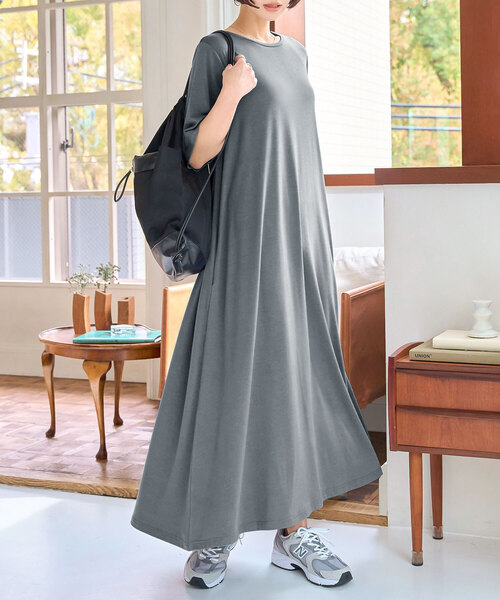 ワンピース 小さいサイズ 綿混ショルダータックノースリーブワンピース 低